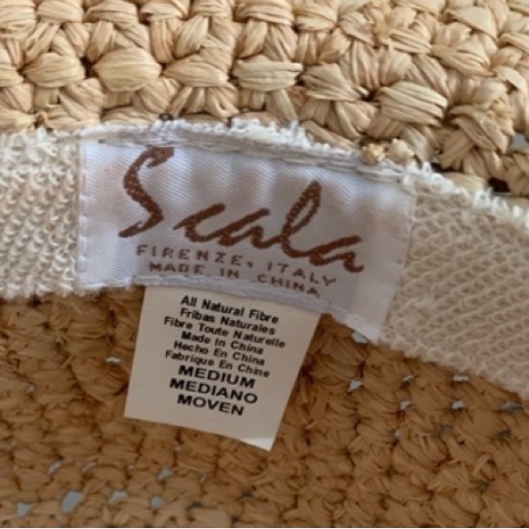 Scala Packable Crocheted Raffia Straw Big Brim Drawstring Hat - Picture 8 of 13